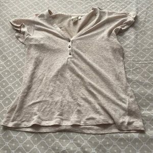Beige Linen Henley Top